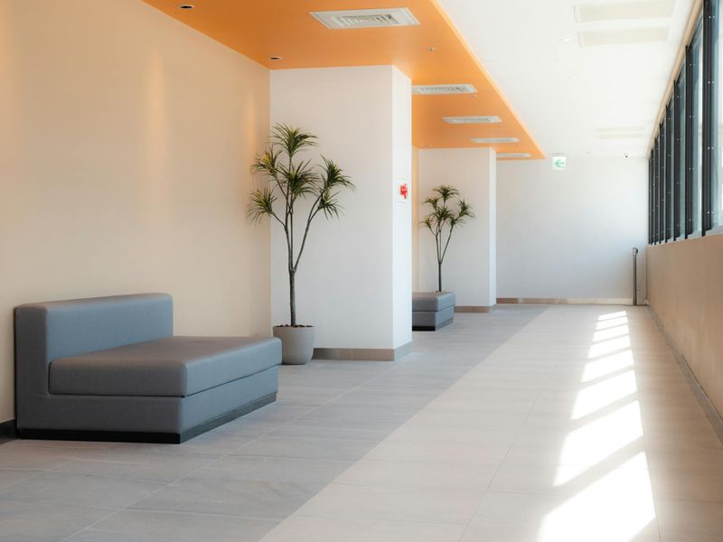 Wide shot of a modern clean training area